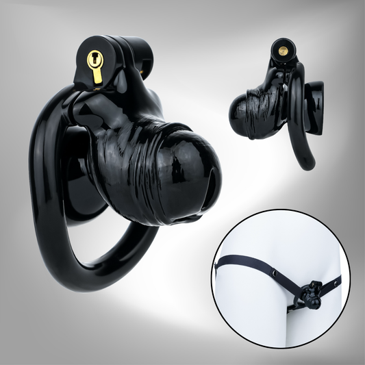 Cage de chasteté inversée noire réaliste pour homme