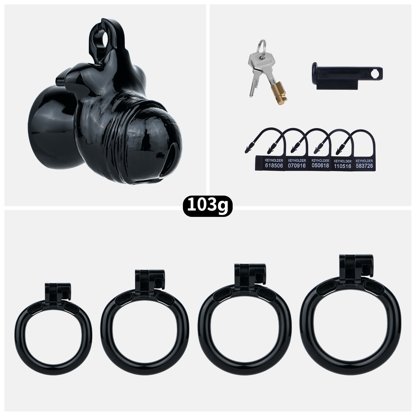 Cage de chasteté inversée noire réaliste pour homme