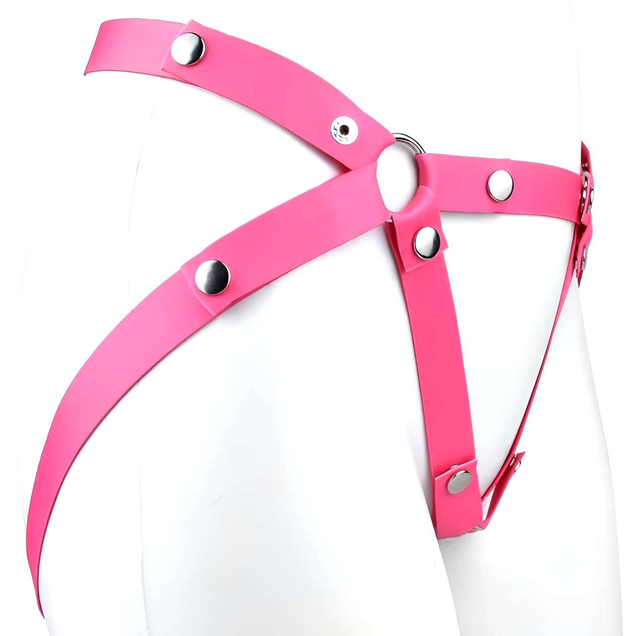 Triple-Support Elastic Strap for Chastity Cage Belt Male Cock Cage Harness - Black/Pink