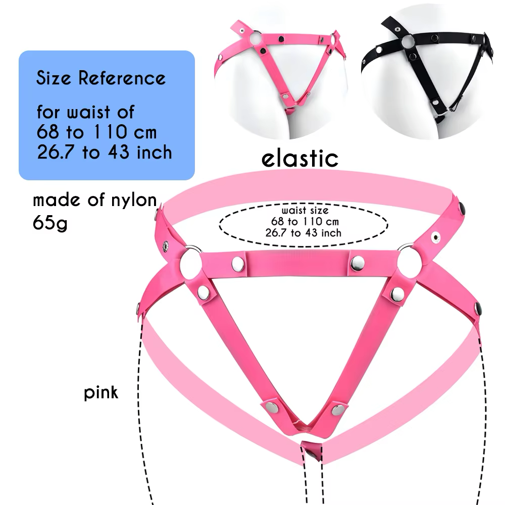 Triple-Support Elastic Strap for Chastity Cage Belt Male Cock Cage Harness - Black/Pink