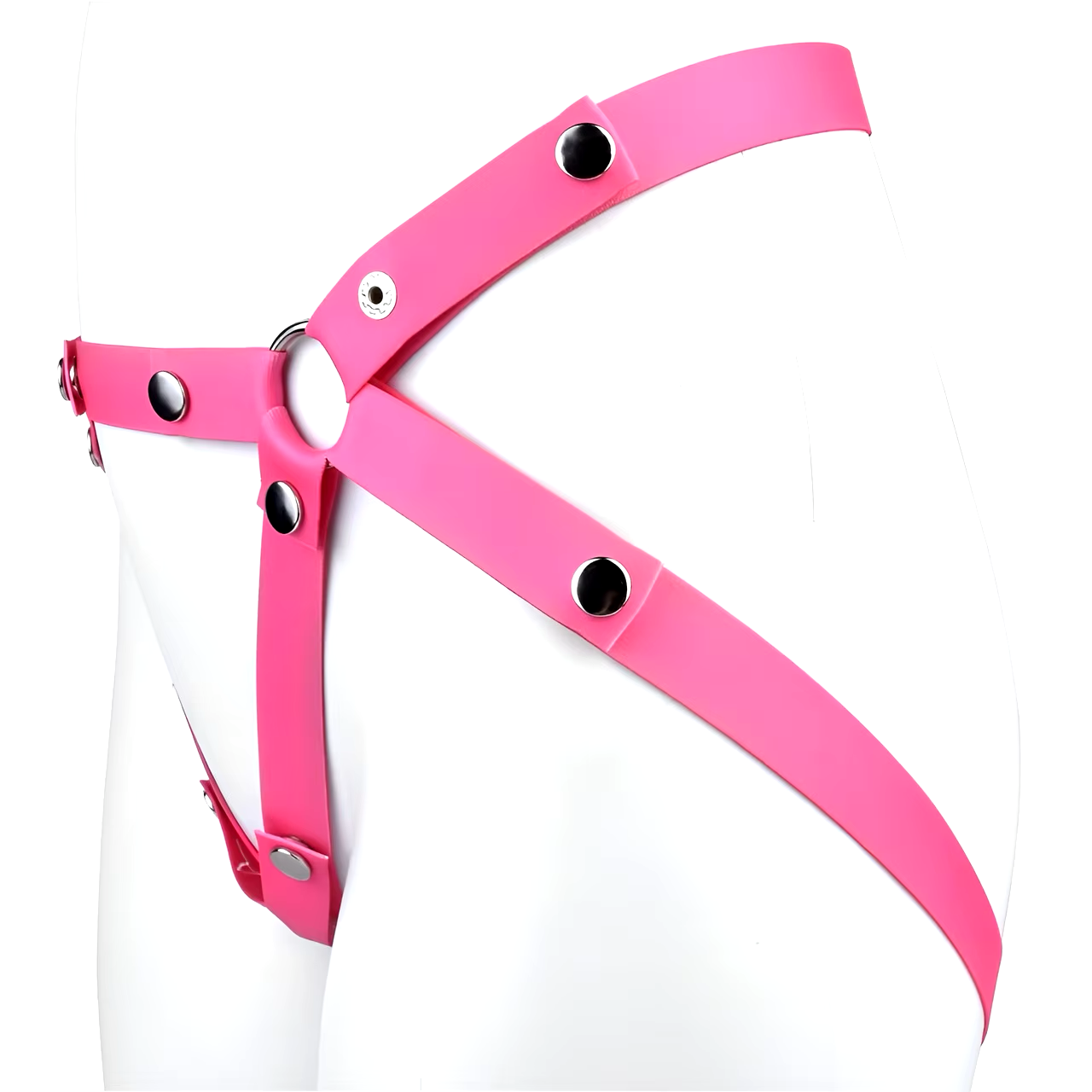 Triple-Support Elastic Strap for Chastity Cage Belt Male Cock Cage Harness - Black/Pink