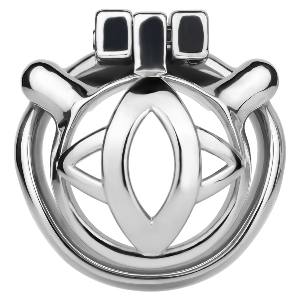 Micro Metal Chastity Cage with Easy-Pee Hole and Silicone Pussy Catheter