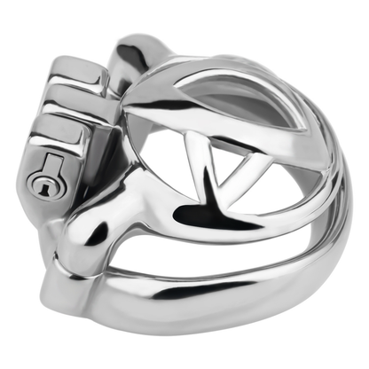 Micro Metal Chastity Cage with Easy-Pee Hole and Silicone Pussy Catheter
