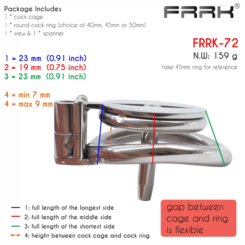 Flat Chastity Cage with Urine Hole/Metal Catheter and Strap Chastity Device For Men