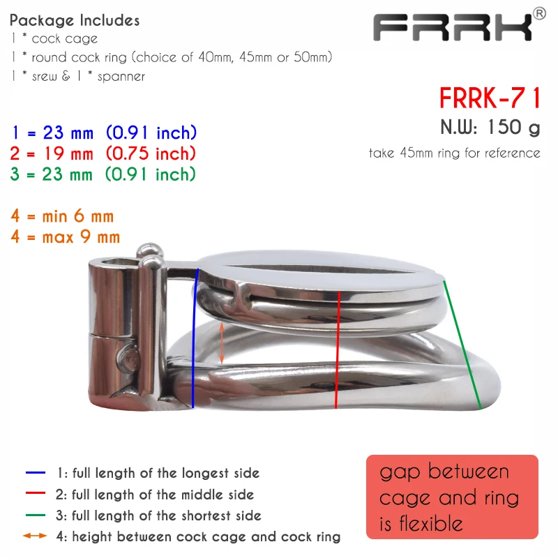 Flat Chastity Cage with Urine Hole/Metal Catheter and Strap Chastity Device For Men