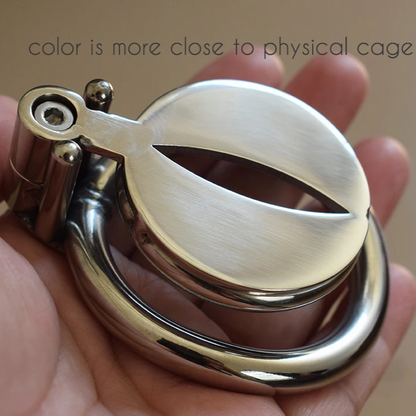 Flat Chastity Cage with Urine Hole/Metal Catheter and Strap Chastity Device For Men