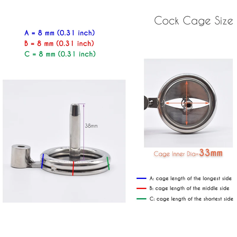 Flat Chastity Cage with Urine Hole/Metal Catheter and Strap Chastity Device For Men