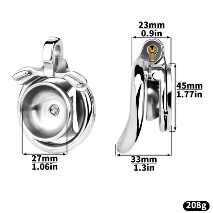 Master Flat Chastity Cage with Removable Dome Cover Metal Male Cock Cage