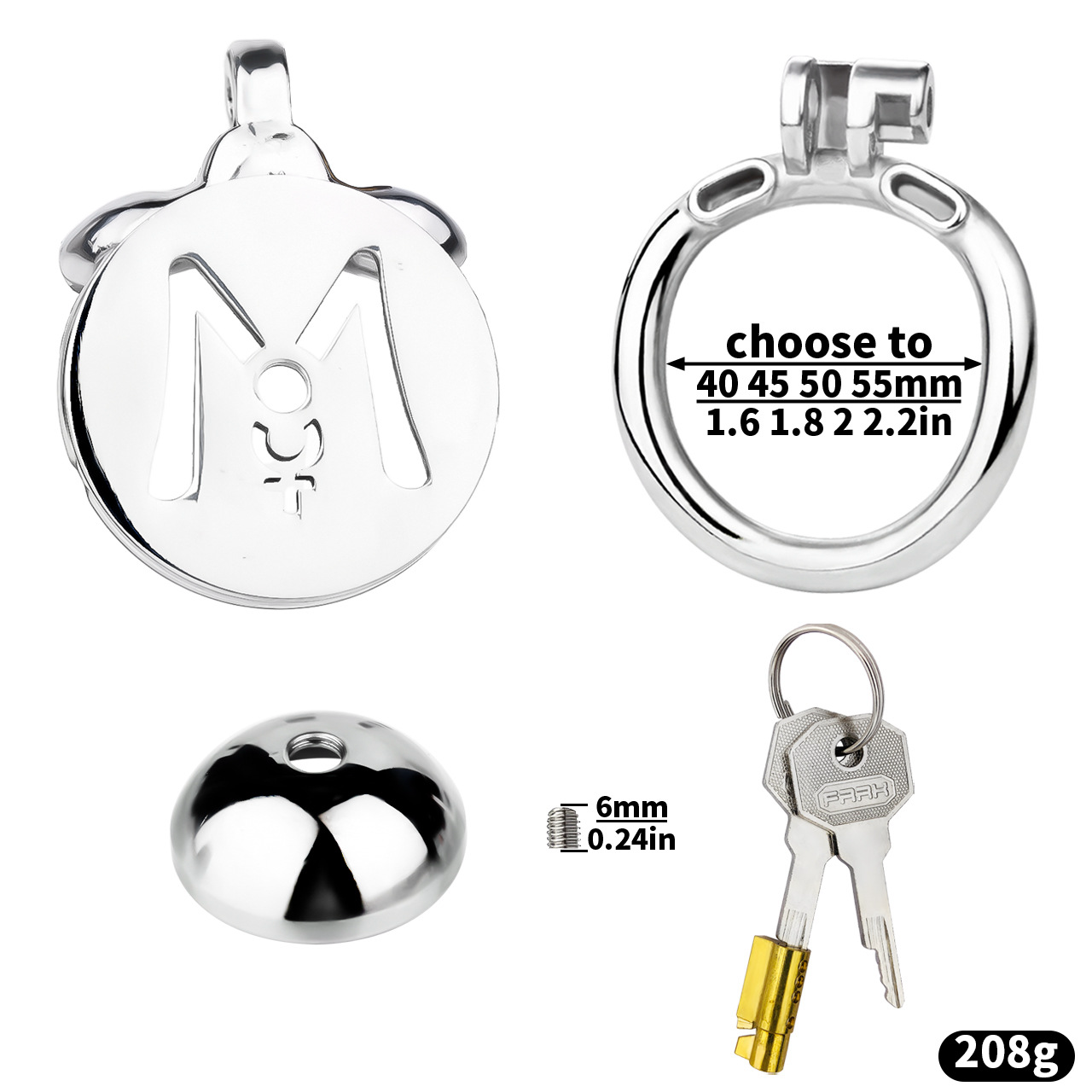 Master Flat Chastity Cage with Removable Dome Cover Metal Male Cock Cage