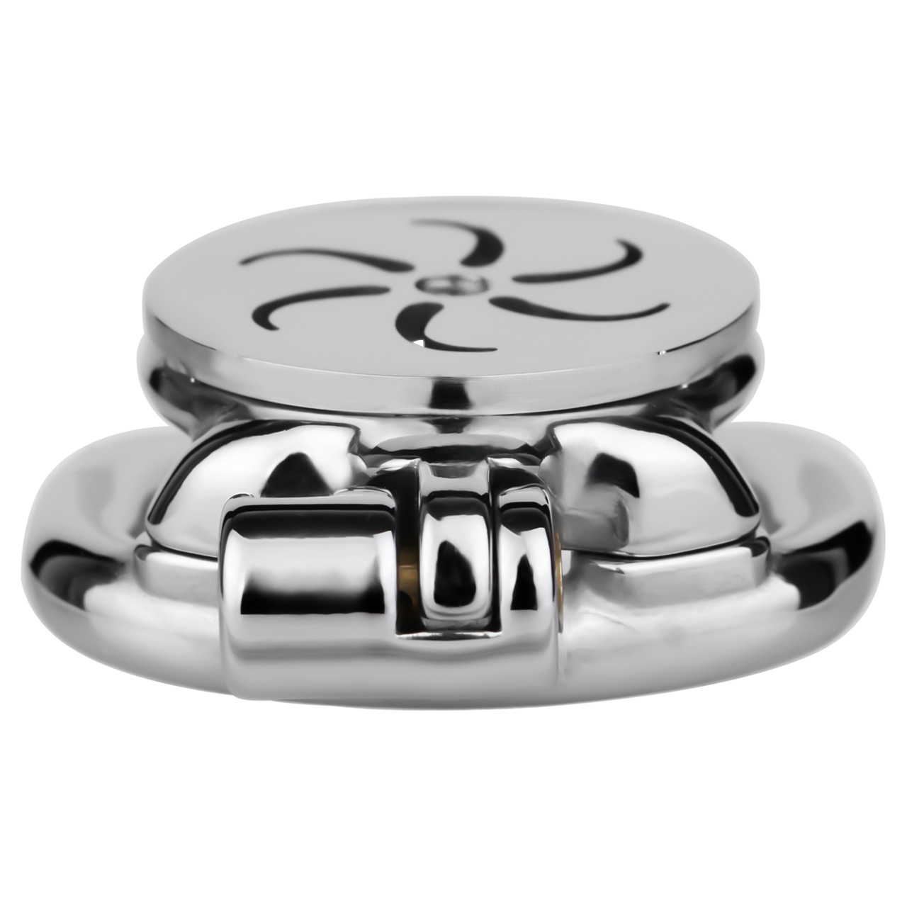Flat Metal Male Chastity Cage with Strap and Catheter Ventilated Cock Lock