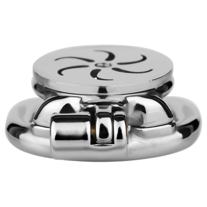 Flat Metal Male Chastity Cage with Strap and Catheter Ventilated Cock Lock