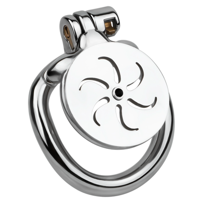 Flat Metal Male Chastity Cage with Strap and Catheter Ventilated Cock Lock