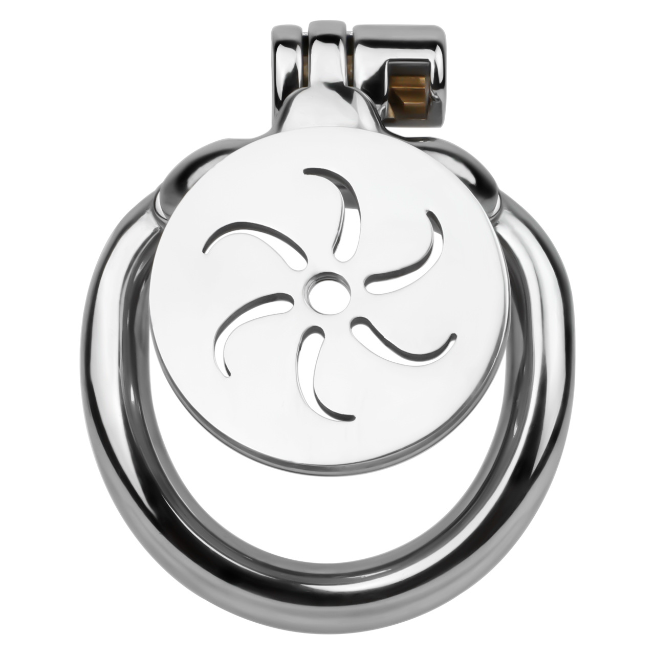 Flat Metal Male Chastity Cage with Strap and Catheter Ventilated Cock Lock