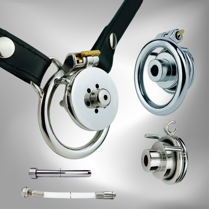 Small Short Inverted Chastity Cage with Strap and Silicone/Metal ...