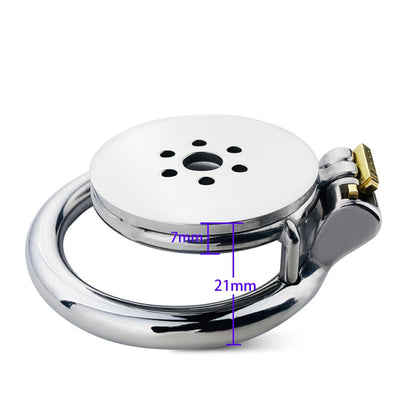 Flat Chastity Cage with Detachable Metal Catheter and Anti-Drop Ring