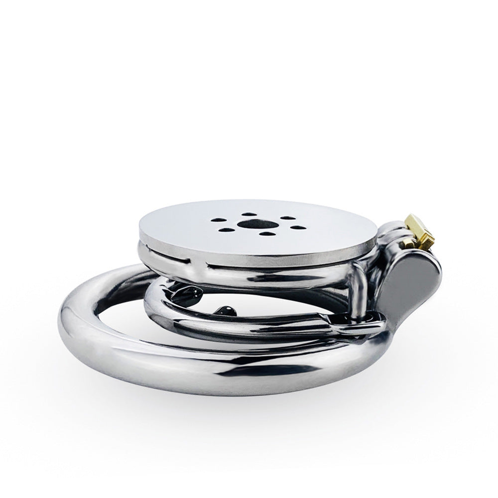 Flat Chastity Cage with Detachable Metal Catheter and Anti-Drop Ring