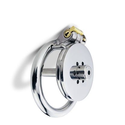 Flat Chastity Cage with Detachable Metal Catheter and Anti-Drop Ring