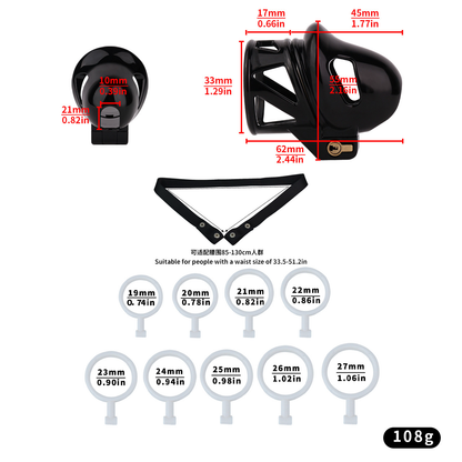 Black Glans Chastity Lock Male Cock Cage BDSM Penis Restraint Devices
