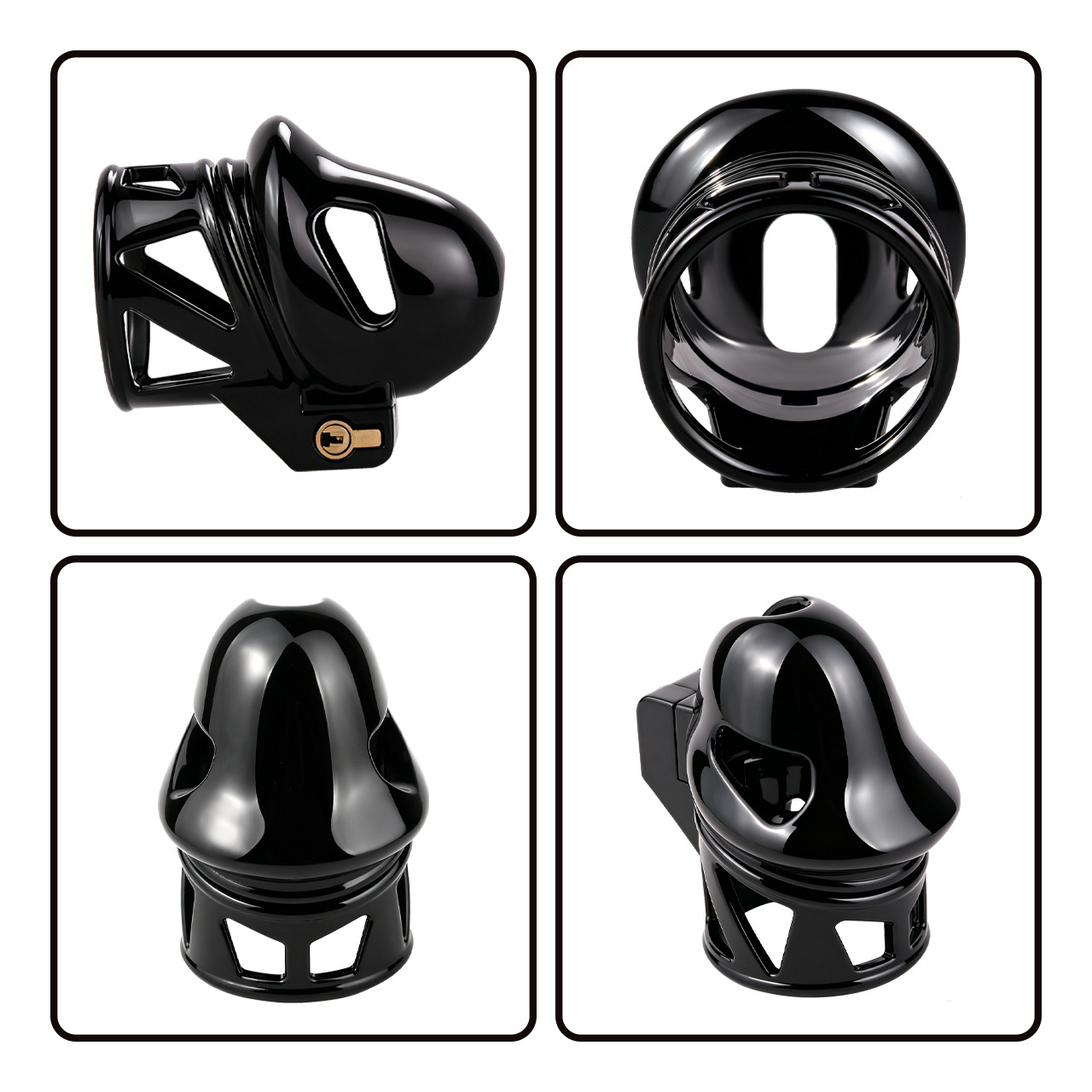 Black Glans Chastity Lock Male Cock Cage BDSM Penis Restraint Devices