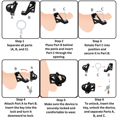 Black Glans Chastity Lock Male Cock Cage BDSM Penis Restraint Devices