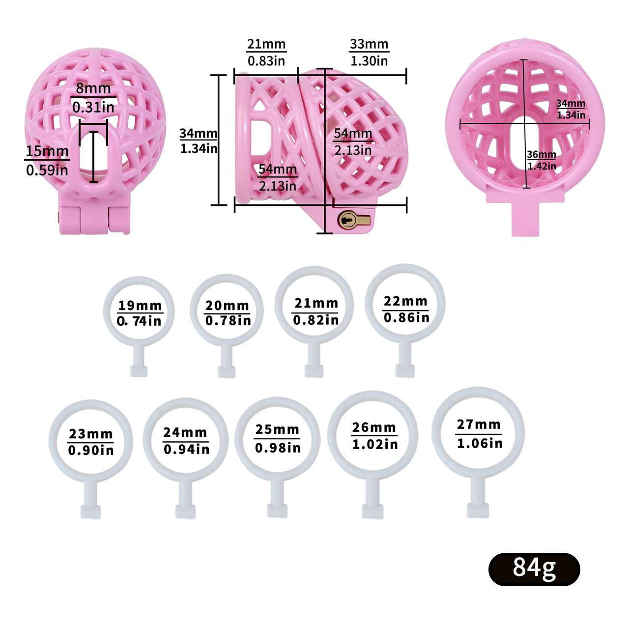 Lightweight Nest Glans Chastity Lock Black Pink Resin Cock Cage for Men and Sissy