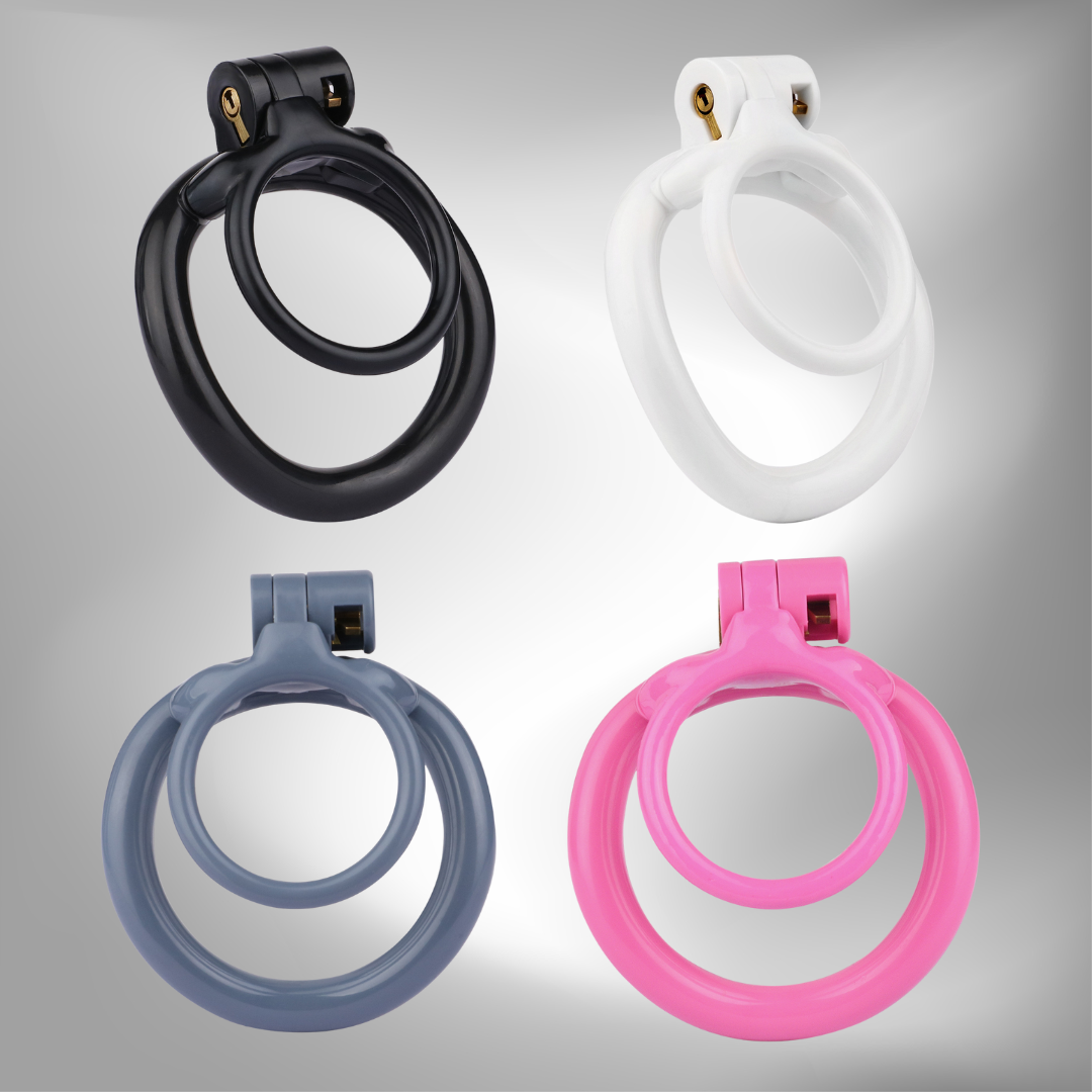 Lockable Resin Cock Ring Chastity Cage – Lightweight Penis Lock Blue/Black/Pink/White