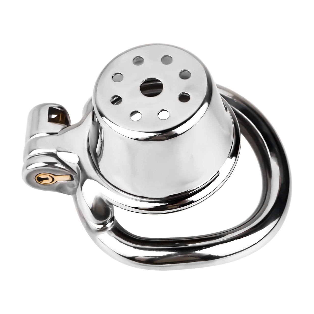 Stainless Steel Showerhead Chastity Cage with Silicone Urethral Catheter