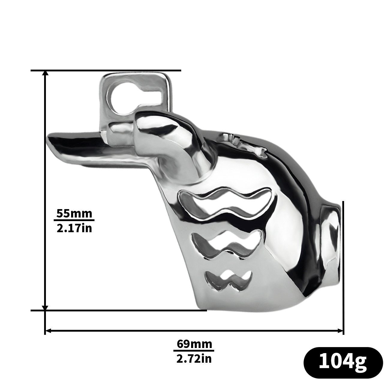 Metal Cobra PA Chastity Cage with PU Strap Prince Albert Penis Piercing BDSM Cock Cage