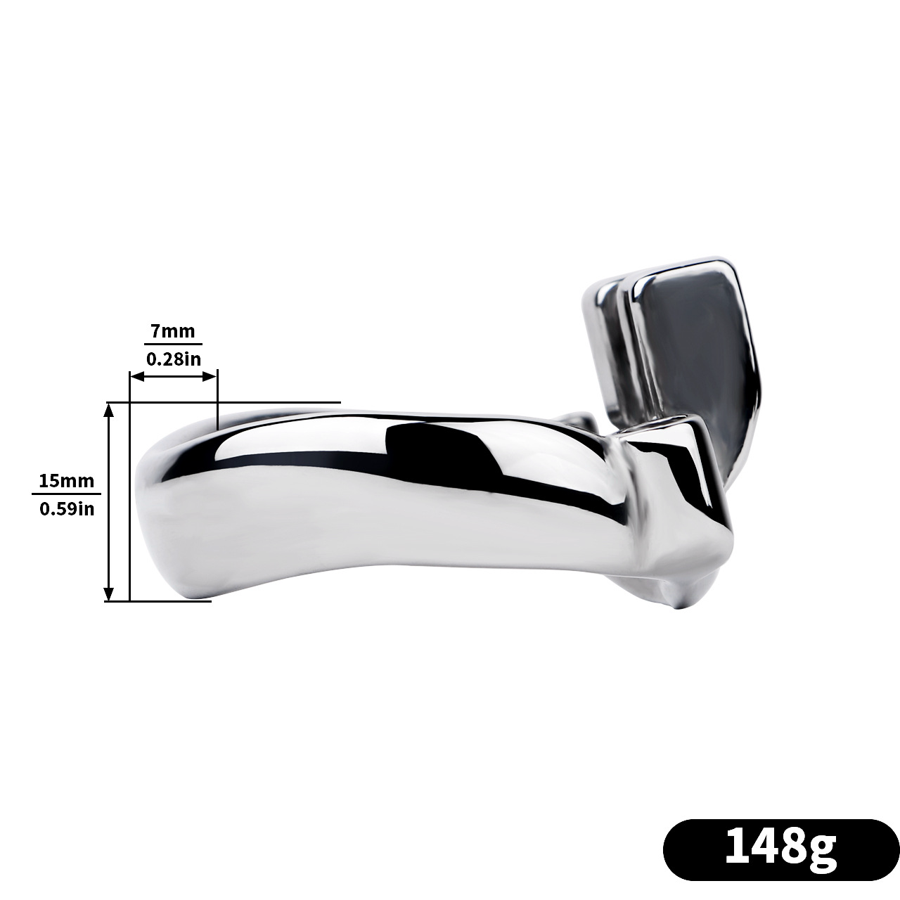 Metal Cobra PA Chastity Cage with PU Strap Prince Albert Penis Piercing BDSM Cock Cage