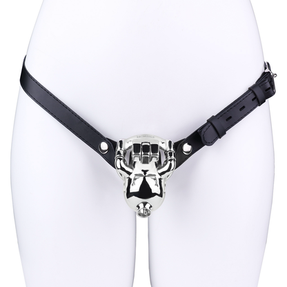 Metal Cobra PA Chastity Cage with PU Strap Prince Albert Penis Piercing BDSM Cock Cage