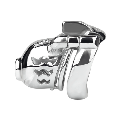 Metal Cobra PA Chastity Cage with PU Strap Prince Albert Penis Piercing BDSM Cock Cage