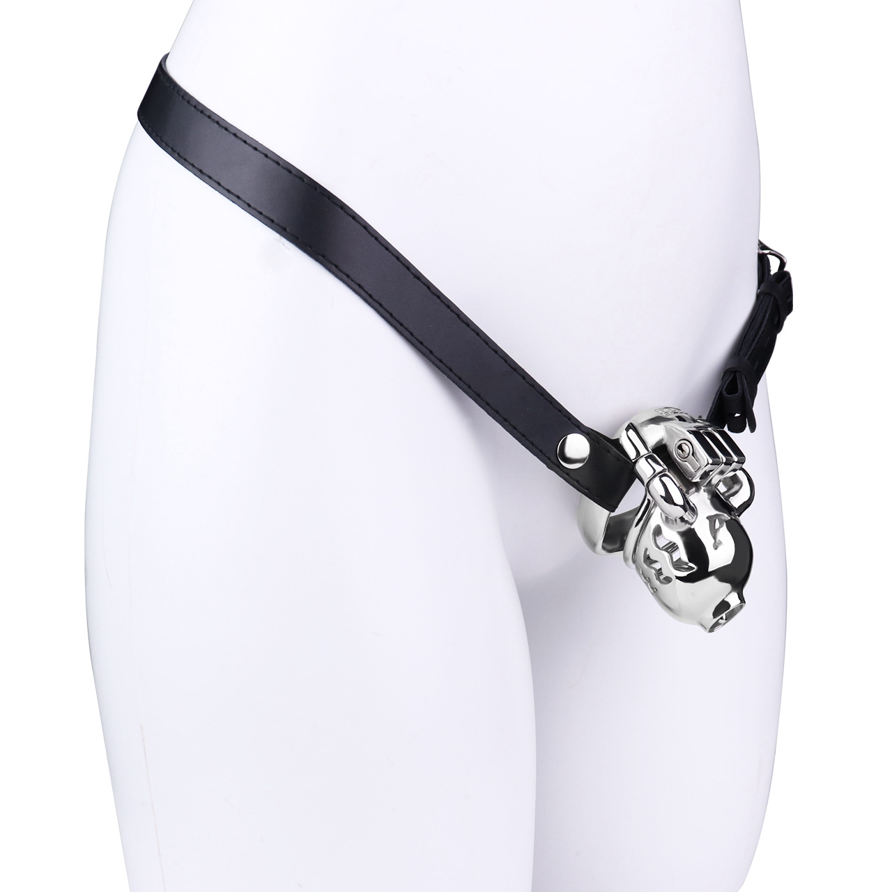 Metal Cobra PA Chastity Cage with PU Strap Prince Albert Penis Piercing BDSM Cock Cage