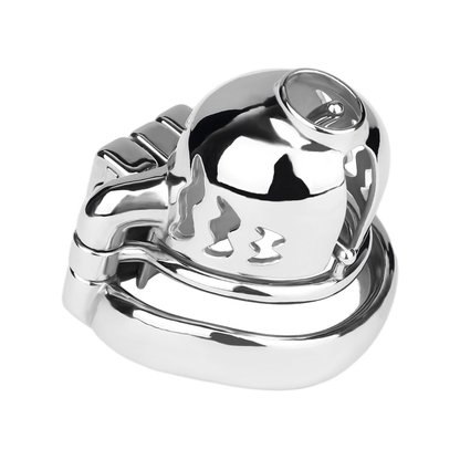 Metal Cobra PA Chastity Cage with PU Strap Prince Albert Penis Piercing BDSM Cock Cage