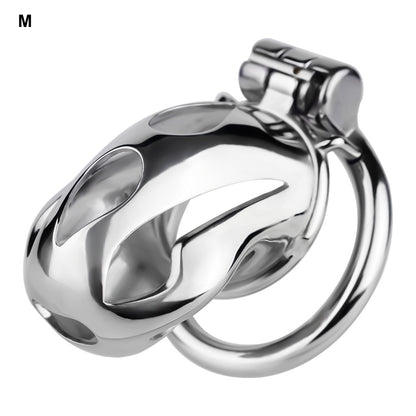 Silver Metal Cobra Chastity Cage Small Medium Large Cock Lock for Men