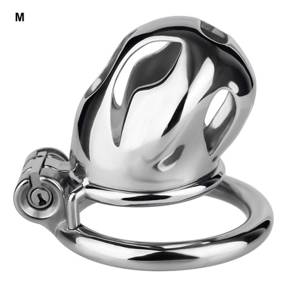 Silver Metal Cobra Chastity Cage Small Medium Large Cock Lock for Men