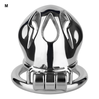 Silver Metal Cobra Chastity Cage Small Medium Large Cock Lock for Men