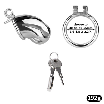 Silver Metal Cobra Chastity Cage Small Medium Large Cock Lock for Men