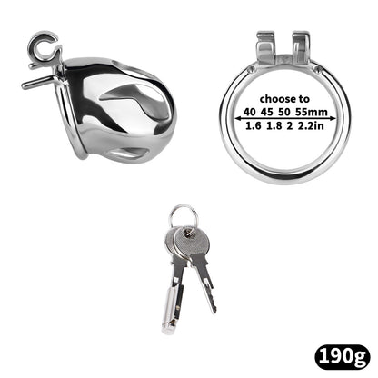 Silver Metal Cobra Chastity Cage Small Medium Large Cock Lock for Men