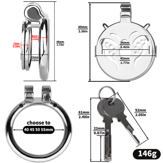 Metal Flat Butterfly Chastity Cage Small Micro Cock Lock for Men Sissy