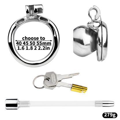 Sleek Micro Inverted Chastity Cage with Urethral Catheter Ultra-Compact