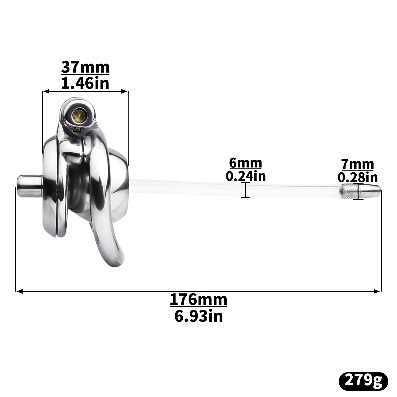 Sleek Micro Inverted Chastity Cage with Urethral Catheter Ultra-Compact