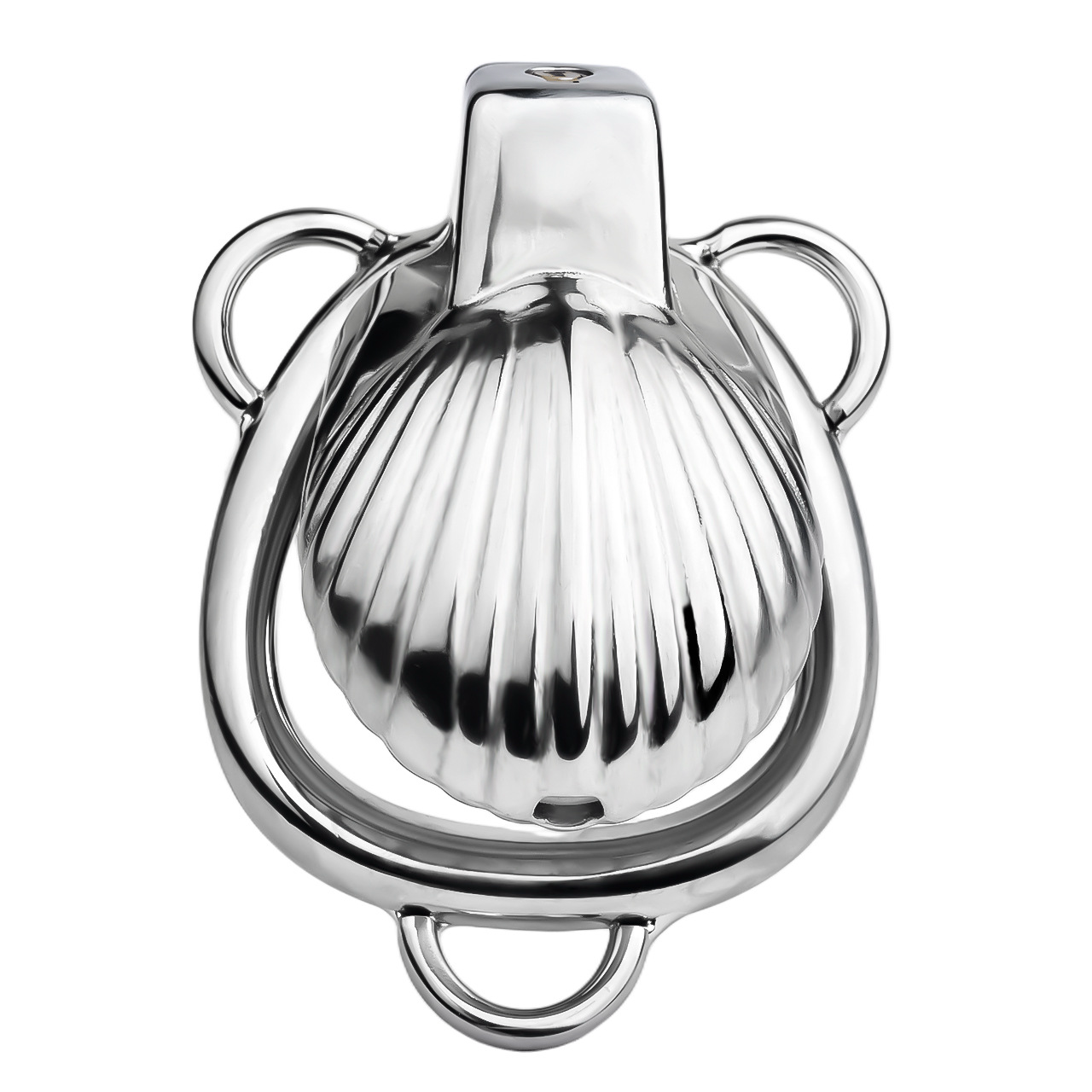 Small Metal Shell Chastity Cage with Butt Plug & Adjustable 3-Way Belt