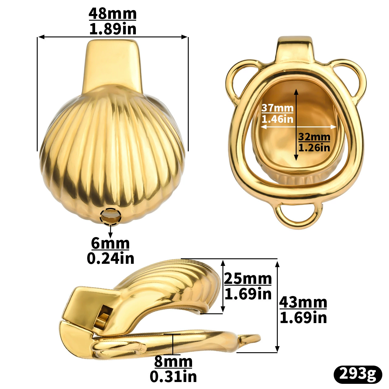 Golden Shell Chastity Cage Micro Cock Cage easy to clean