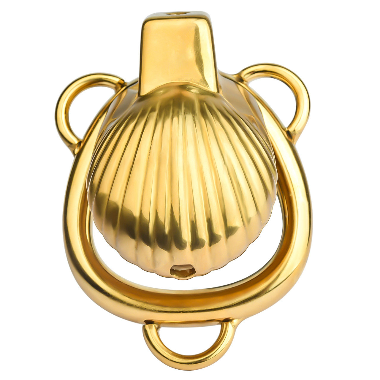 Small Metal Shell Chastity Cage with Butt Plug & Adjustable 3-Way Belt