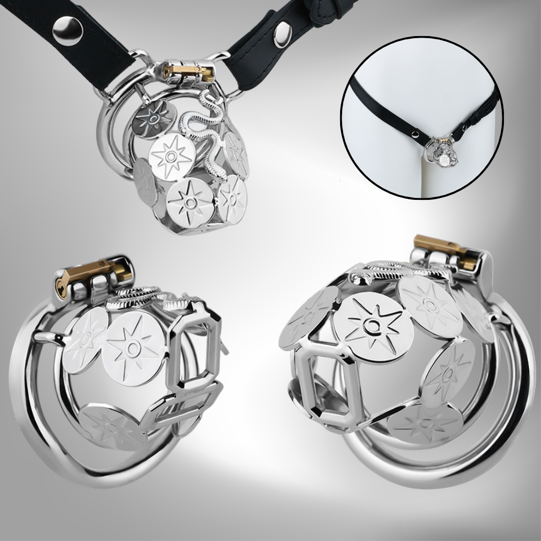 Stainless Steel Snake Shield Modern Chastity Cage Locking Male Cock Cage