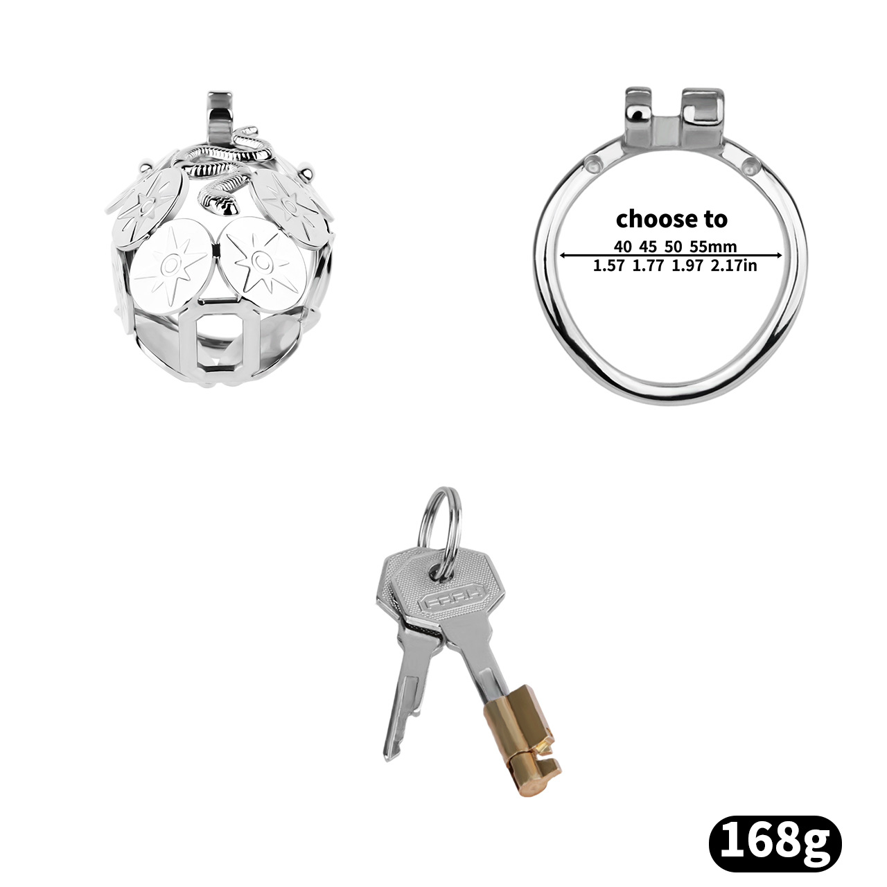 Stainless Steel Snake Shield Modern Chastity Cage Locking Male Cock Cage