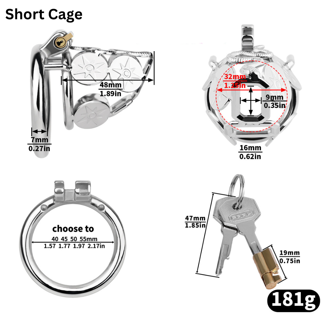 Stainless Steel Snake Shield Modern Chastity Cage Locking Male Cock Cage