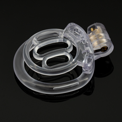 Plastic Flat Chastity Cage with 4 Rings - Transparent/Pink/Black/Purple/Blue/Orange