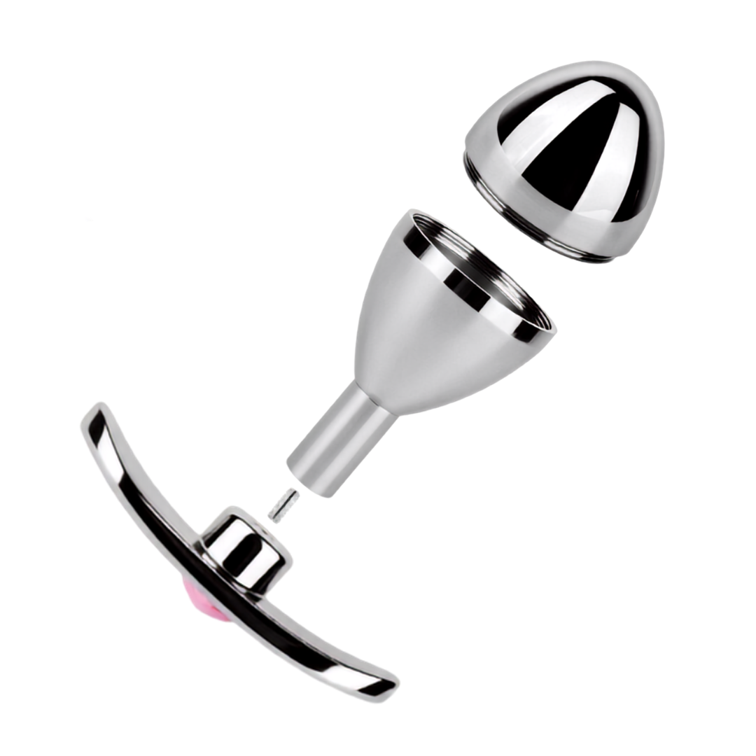 304 Stainless Steel Anal Plug Keyholder with Cooling & Warming Chamber