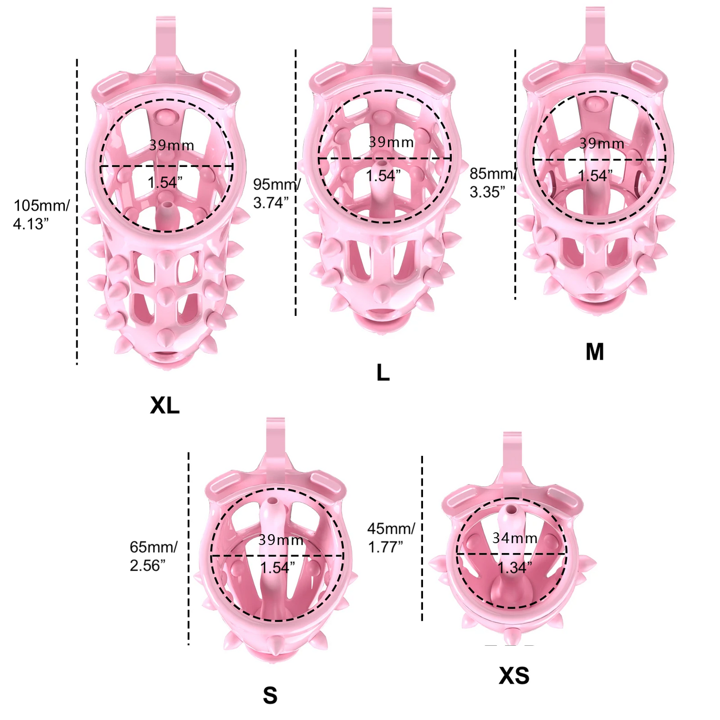 Pink Chastity Cage with Detachable Silicone Spikes
